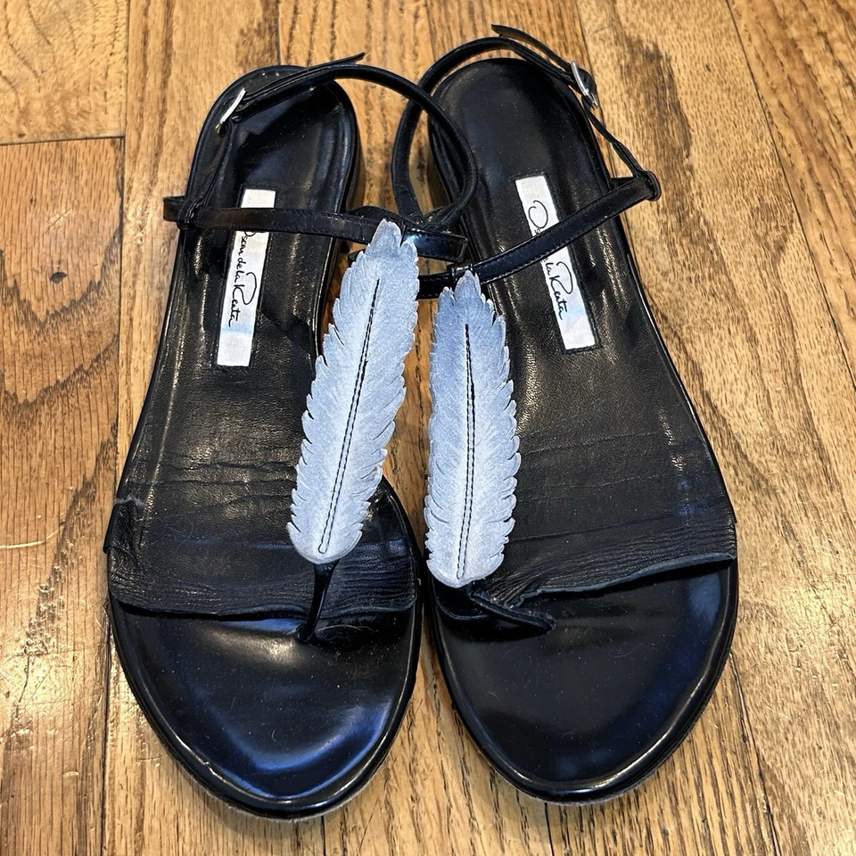 Sandalias Oscar Del La Renta para mujer 40/9,5 cuero auténtico hechas en Italia Foto 2 de 4