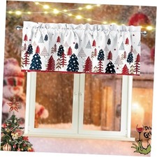 Christmas Window Valance, 52x18 Inch Christmas Tree Snowflake Curtains Valance