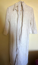 Women’s White Broderie Collared Belted Midi Dress Size medium