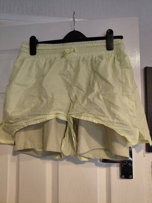 Decathlon Domyos doppellagige Damen Fitness Shorts Large grün/gelb Gymwear