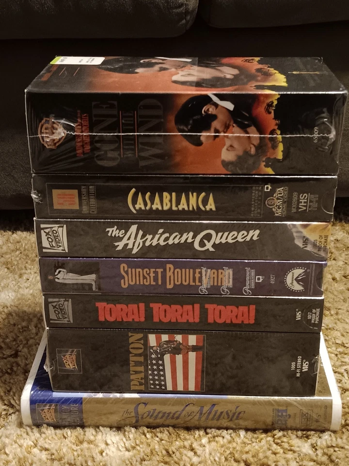 Classic Movies on Sealed VHS Lot Casablanca, Sunset Boulevard, Patton, etc - Image 3 of 4