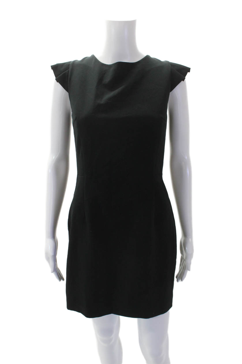 Zara Womens Tie Back Crew Neck Ruffle Detail Mini Dress Black Size MFree Shipping in US $100+ Orders | $6.95 Orders Below