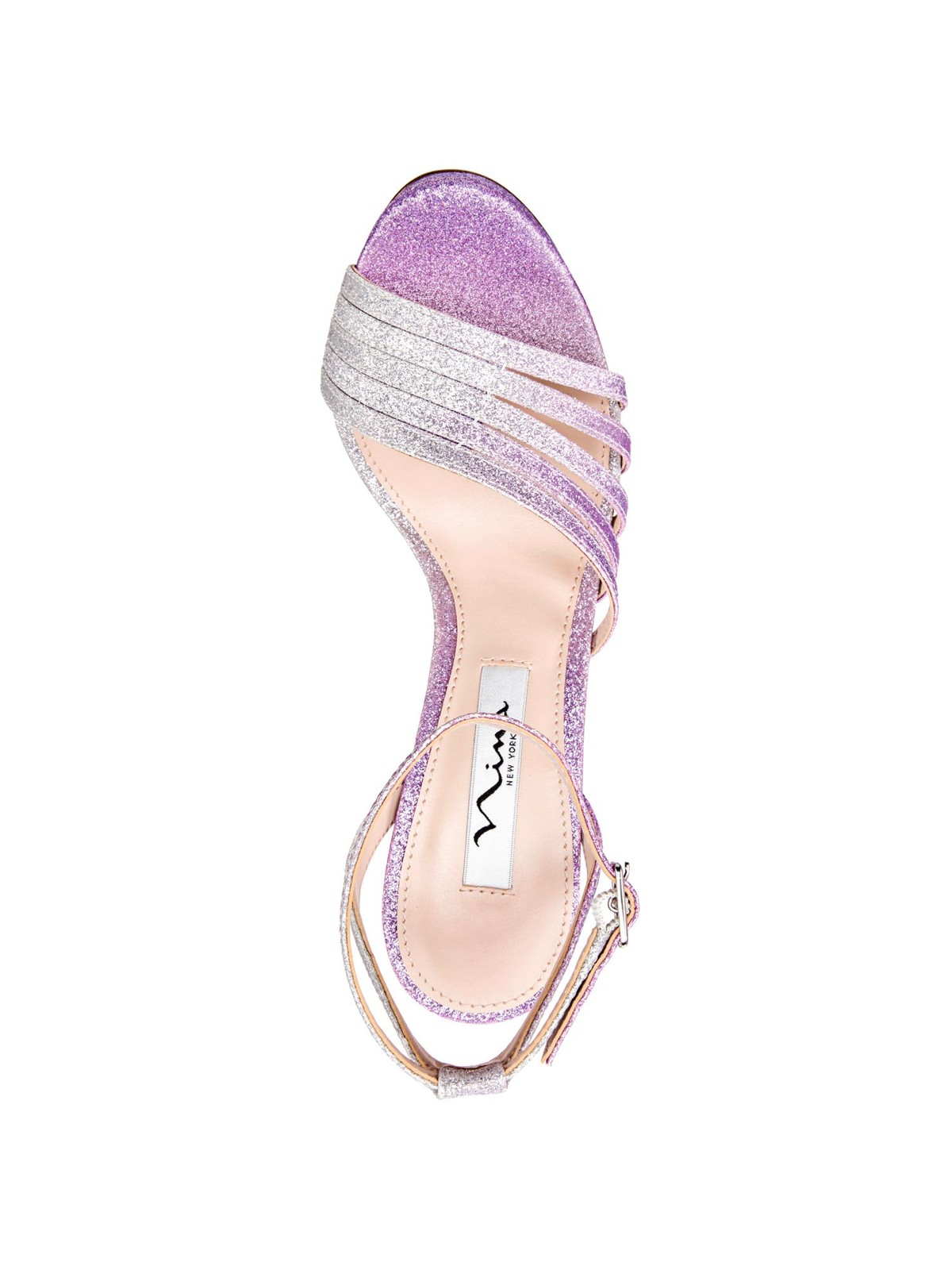 NINA Womens Silver 1'' Platform Glitter Starla Round Toe Stiletto Sandals 8.5 M