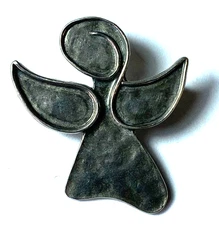 Sterling Silver Silpada I1842 Watch Over Me Angel Pendant Brooch Pin 36 x 31mm