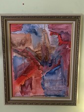 Original Framed Abstract Acrylic Painting On Canvas Signed