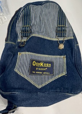 Vintage Small OshKosh B Gosh Denim Jean Railroad Striped Overall Backpack