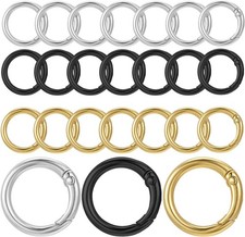 24 Pcs Metal Spring O Rings, Ring Clip for Purse Strap, Trigger Round Snap Buckl