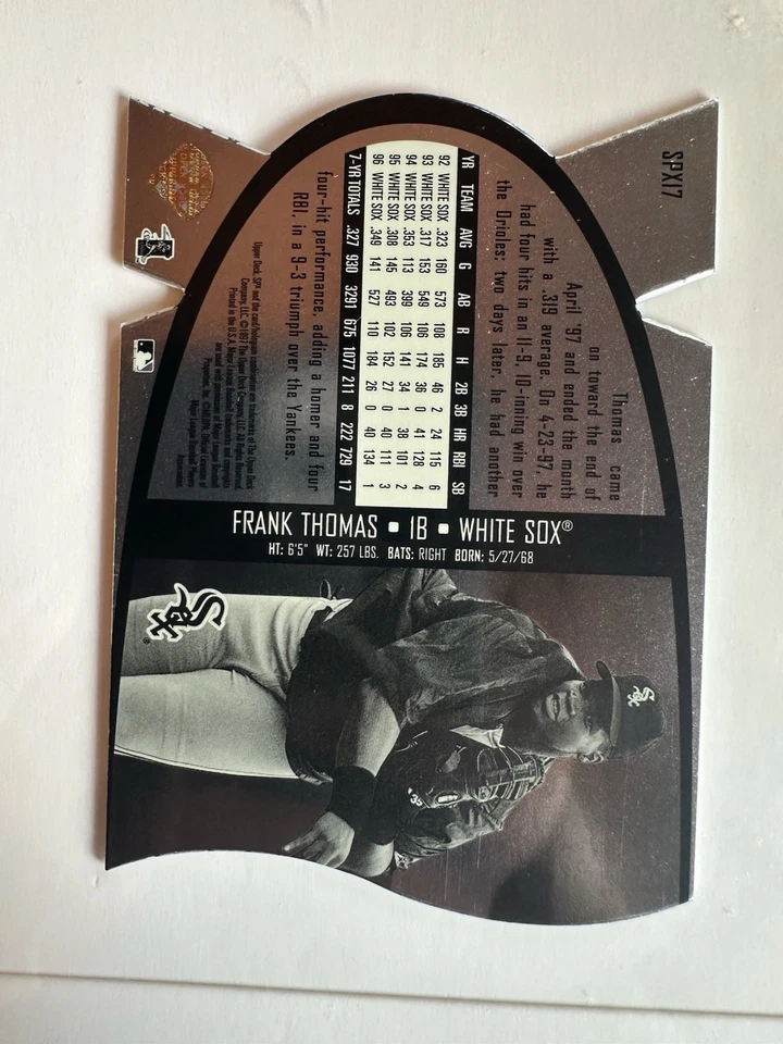1997 SPx DIE CUT Frank Thomas #SPX17 Chicago White Sox Baseball Card (e9) - Image 4 of 4