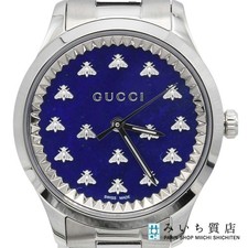 Watch Working GUCCI 126.4 G Timeless Quartz Blue Dial Box Bag 26k537 3 Miichi
