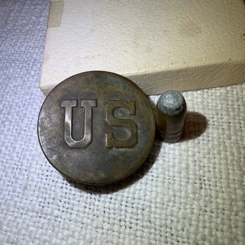 Antique Civil War Era U.S. Metal Bridle Rosette With Bullet