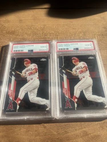 2 Card Lot 2020 TOPPS CHROME #1 MIKE TROUT PSA 10 GEM MINT ANGELS HOT