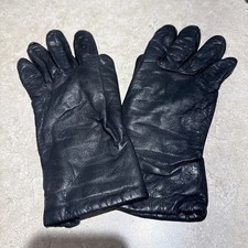 VTG Womens Driving Gloves Black Leather Fur lined Sz S Retro MCM 1960s Soft Warm