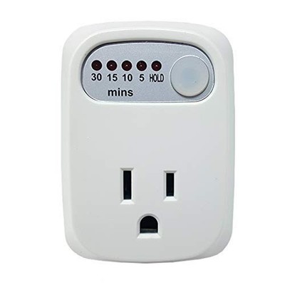 Safety Timer - Single Outlet, 30-15-10-5 Minutes, Auto Shut-Off 1 Pack, White 