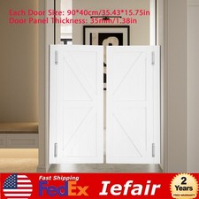 White Wood Swinging Door Wall-mounted Double Half Cafe Doors Saloon Bar W/ Hinge