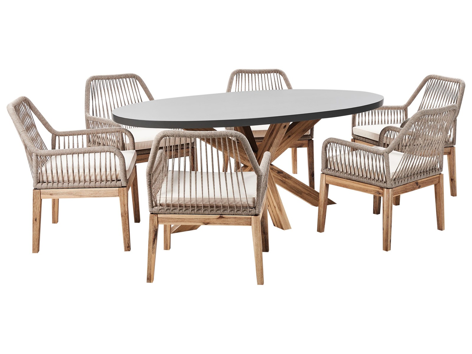 ORISTANO 6 posti Set da pranzo da giardino Beige Cemento con cuscini