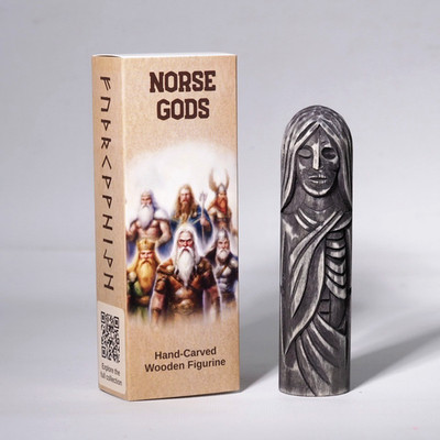 Hand Carved Wooden Hel Statue Norse Underworld Goddess Viking Altar Decor 15cm