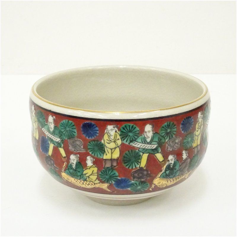 Kutani Ware Kosen-zukuri Mukime Karako Figure Chawan Tea Ceremony Matcha Teaware