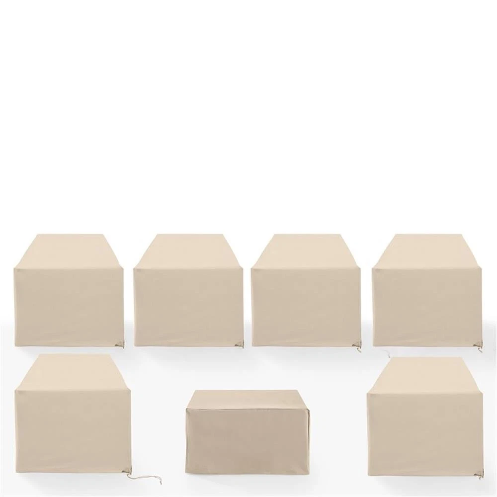 Crosley Furniture Covers 7-Piece Vinyl Outdoor Sectional Cover Set in Tan