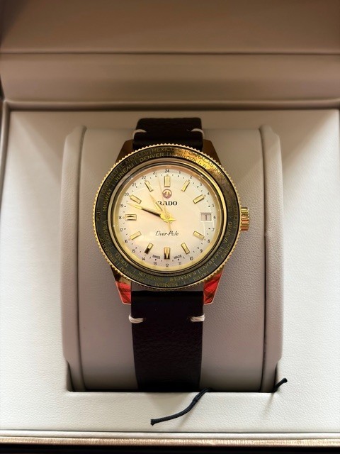 Rado Captain Cook Over-Pole Silver Dial Brown Leather and gold band