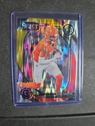 2024 Select Prizm Red and Yellow Shock #236 Rome Odunze RC  CLUB LEVEL Bears