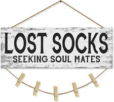 Laundry Sign Wall Decor, Lost Socks Laundry Sign, Rustic Sign Wall Art for Washr