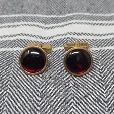 Vintage Scarlet Red Cuff Links Formal Shirt Studs