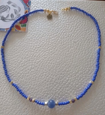 Boho Choker Halskette mit Perlen Muranoglas lila   LuaCreazioni  
