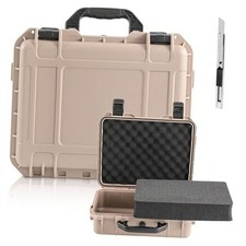 1 Pcs Waterproof Hard Case with DIY Customizable Foam 11.3 x 8.7 x 4.2 Inch Tan