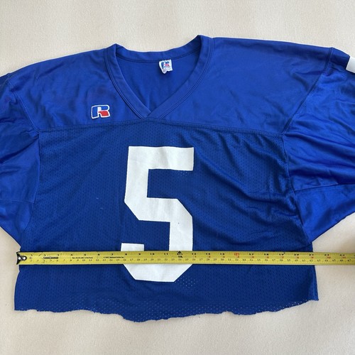 Vintage Russel Athetic Football Jersey Adult Large Blue #5 Crop Top Y2K USA Made - Picture 6 of 16