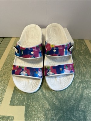 Crocs Iconic Comfort Tie Dye 2 Strap Sandals W7 8 M 6 2 Crocs Jibbitz 24A