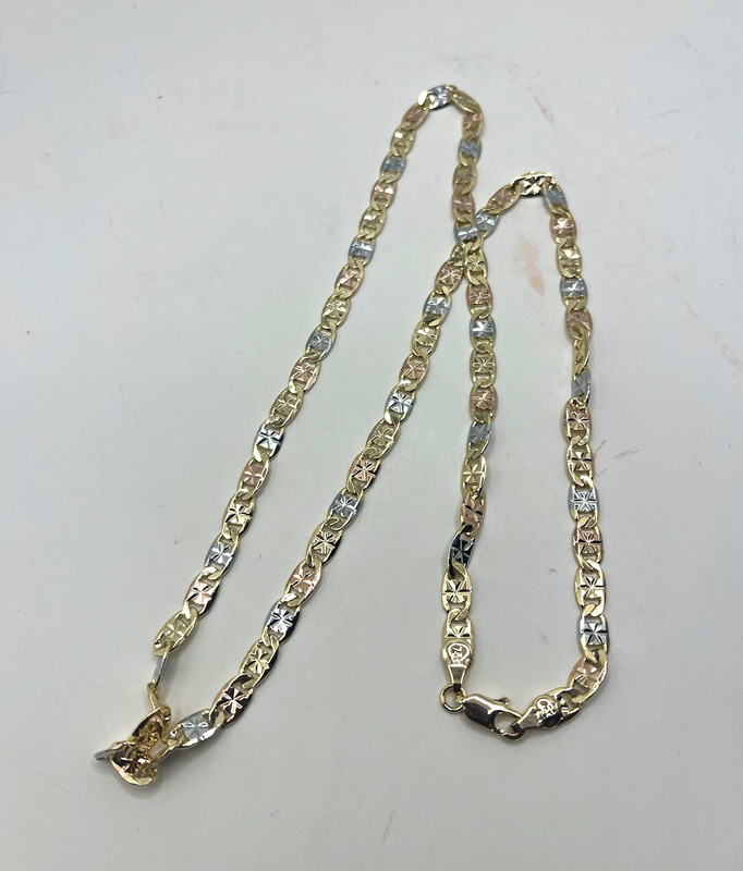 Gold filled Men's Multi-Tone Gold Chain Necklace, Lobster Clasp, No stone