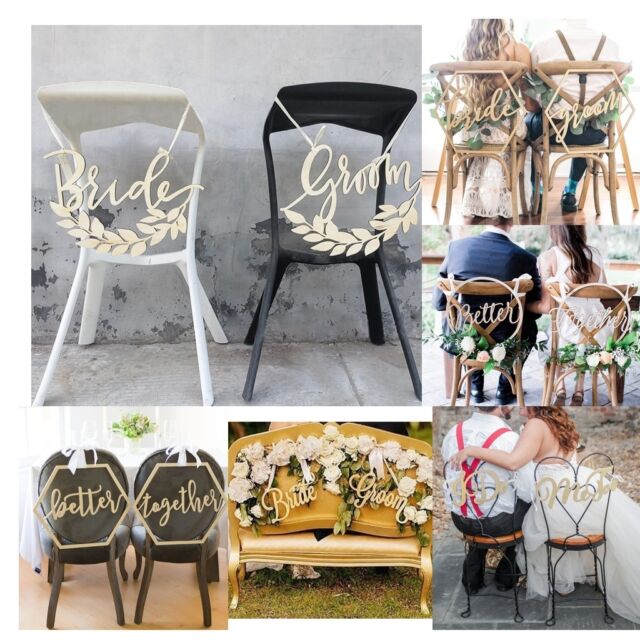 2pcs Bride Groom Wedding Chair Sign Bride And Groom Wedding Chairs