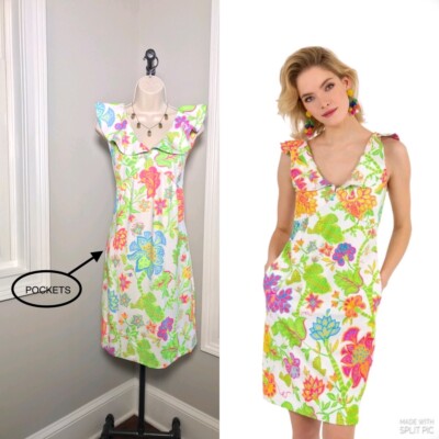 Gretchen Scott Jersey Fling Fantasy Ruffle Dress Pockets - Women s Large  NWT