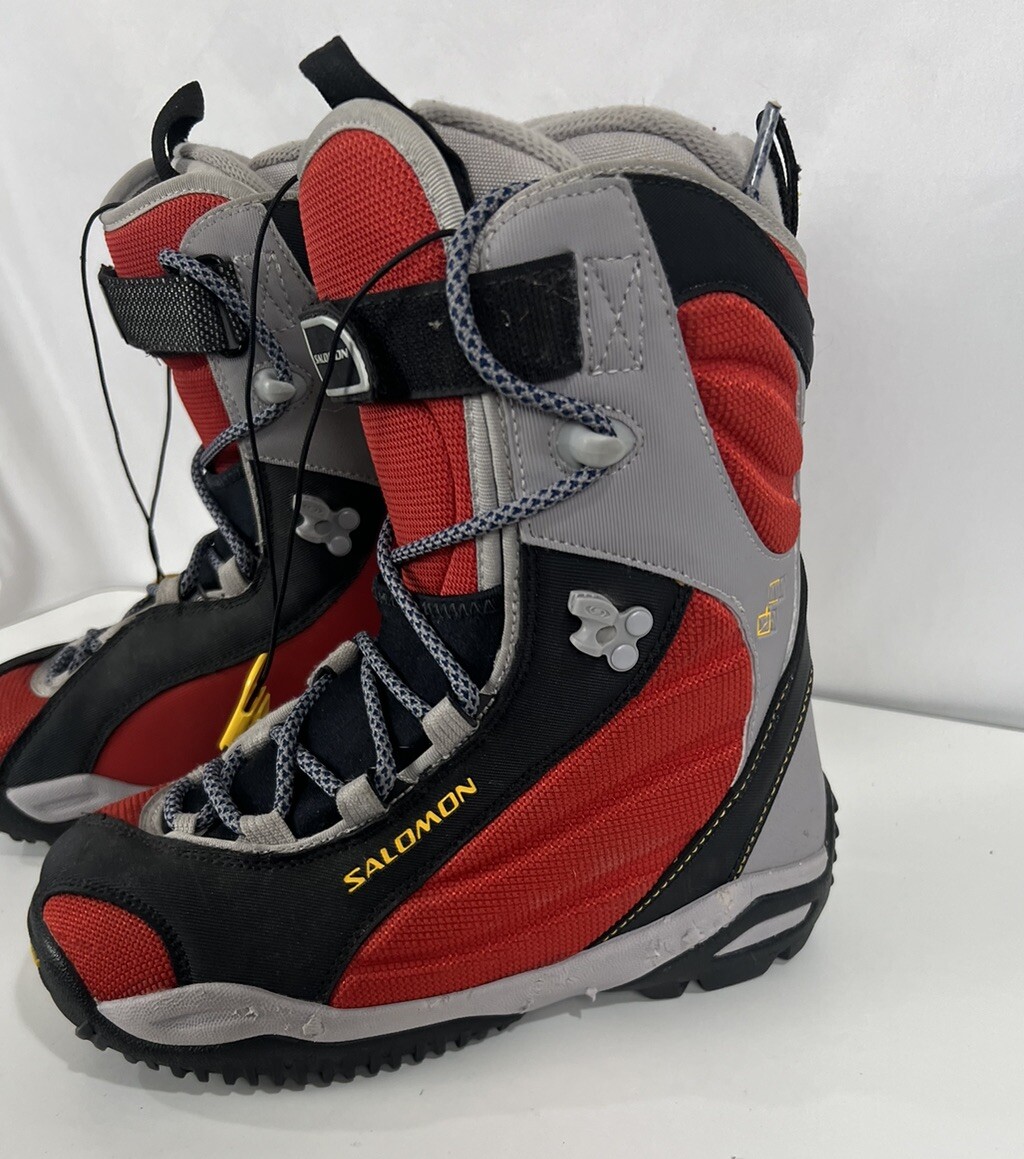 Stivali da snowboard da donna Salomon Ivy taglia 6 rossi grigi neri adatti all'auto