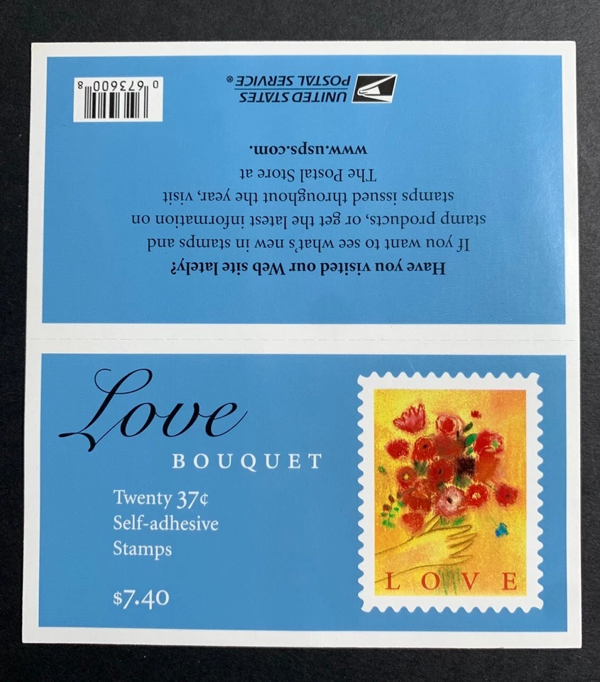 U.S. Stamps SC #3898a. 37¢ LOVE-BOUQUET Booklet Pane of 20. P#V1111 - Image 2 of 2
