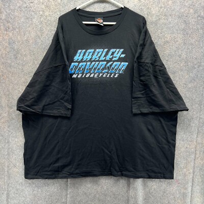 Harley Davidson Shirt Men 5XL Black Blue Tee 2018 Motorcycle Spell Biker Cotton