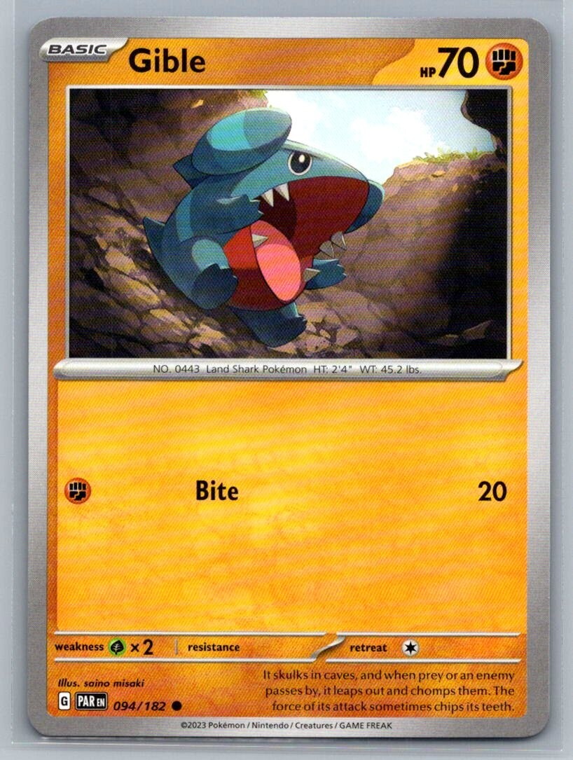 Gible 94/182 Paradox Rift Common Pokémon TCG 2023