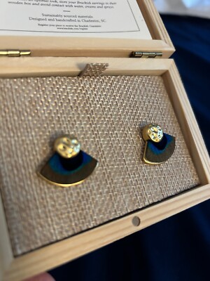 Brackish Peacock Feather Earrings- Aly