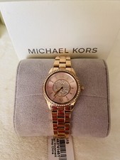 New In Box MICHAEL KORS Runway Rose Gold-Tone Stainless Steel Watch MK6619 225