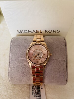 New In Box MICHAEL KORS Runway Rose Gold-Tone Stainless Steel Watch MK6619 $225