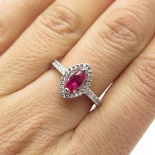 925 Sterling Silver Lab-Created Pink Sapphire  C Z Ring Size 6.75