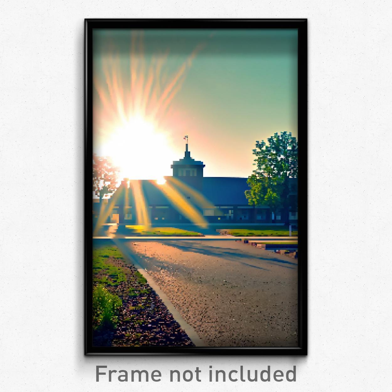 Pixel Art Poster - Rural Campus (8 Bit Psychedelic Trippy Video Game Print)