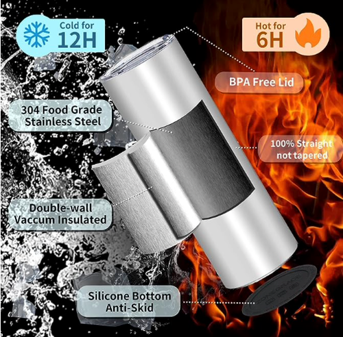 Audi Edelstahl dünner Becher mehrfarbig mit Strohhalm - (20 Oz) - Bild 2 von 4