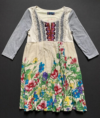 Truly Me Girls Gray/Ivory Multi Color Floral Print Dress Sz 12 NWT Nordstrom $80