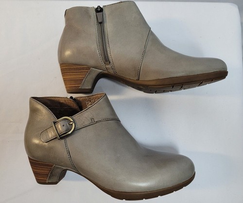 GRAY Leather Boots Bootie Sz 