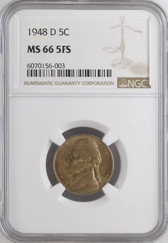 1948-D 5C FS Jefferson Nickel NGC MS66 5FS              6070156-003