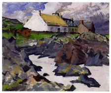 Cottage on Iona Shore Frances Cadell print in 11x14 inch mount SUPERB