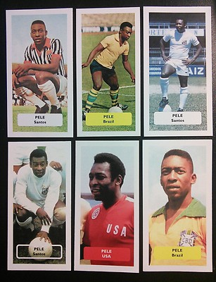 BRASILIEN - SANTOS - PELE Lot of 6 Score UK football trade cards - rare World Cup