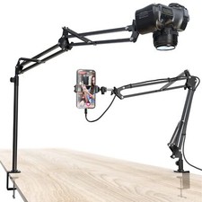 Overhead Camera Mount Adjustable Desk Stand 360  Camera Arm with Phone Clamp
