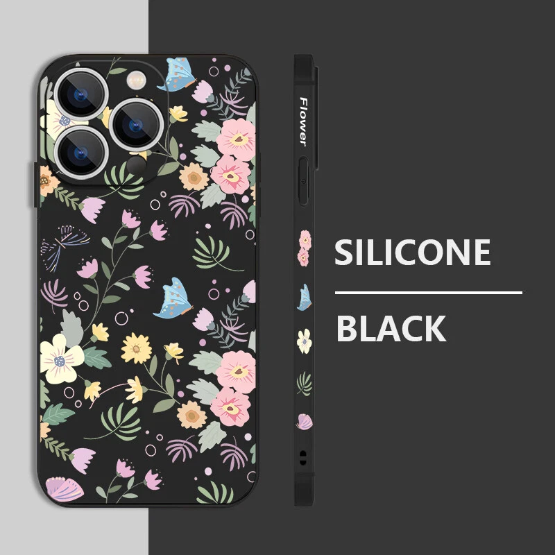 Phone Case For iPhone 16 15 Pro Max 14 13 12 11 8 XS Silicone Flowers Slim Cover Phone Case For iPhone 16 15 Pro Max 14 13 12 11 8 XS Silicone Flowers Slim Cover